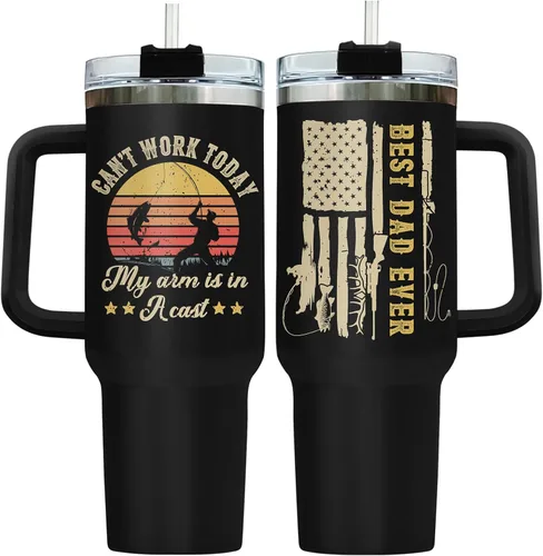 Miniatura 23 de 34HD Regalos de cumpleaños para el Día del Padre, de parte de su hija o hijo, taza de viaje aislada para 50 cumpleaños, clásico de 40 onzas con asa