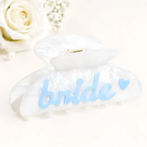Miniatura 9 de Aileam - Pinza para el pelo de garra de novia, pinza de pelo acrílico blanco con diseño de plátano, logotipo de novia de diamantes de imitación