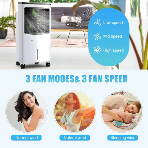 Miniatura 7 de Enfriador de aire evaporativo 3 en 1, enfriador de aire oscilante ancho con humidificador, control remoto, 2 paquetes de hielo y tanque de agua