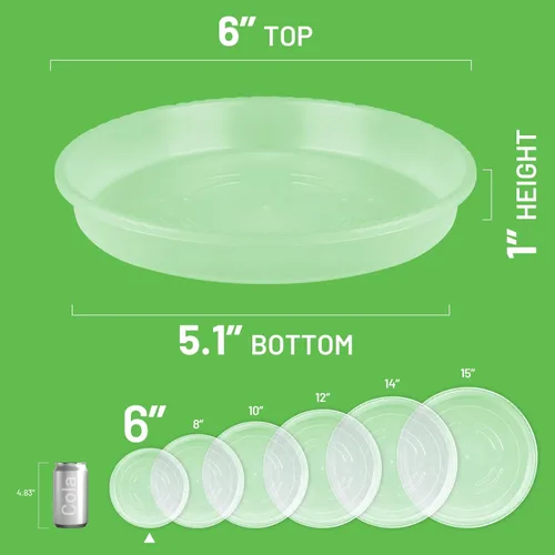 Miniatura 2 de MUDEELA Paquete de 6 platillos para plantas de 6 pulgadas para interiores, bandejas de plástico redondas duraderas para macetas de flores y plantas