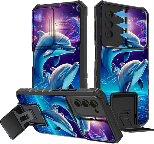 Miniatura 206 de Funda para Samsung Galaxy S22 Ultra 5G, Galaxy S22 Ultra con cubierta de cámara deslizante, funda resistente de doble capa con función atril Black