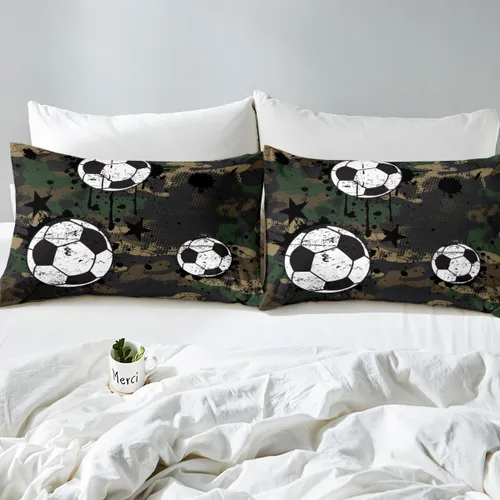 Miniatura 5 de Feelyou Juego de funda de edredón de camuflaje, juego de ropa de cama de fútbol americano para niños y niñas, juegos temáticos deportivos, colcha