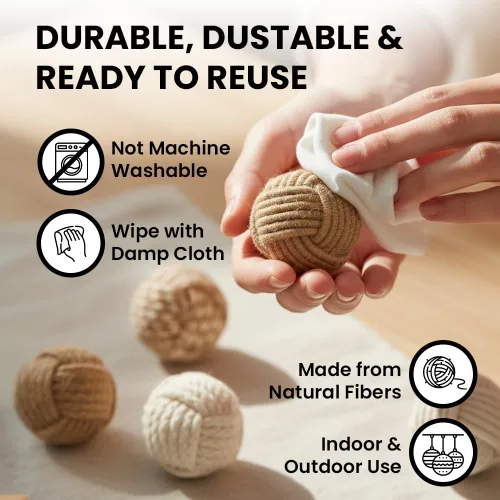 Miniatura 7 de Bolas de cuerda náuticas decorativas – 2 pulgadas – Juego de 8 – Hecho a mano de yute y algodón – para rellenos de cuencos de granja, detalles Yute