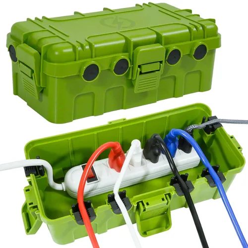 Miniatura 12 de Caja eléctrica mediana para exteriores (11.6 x 5.2 x 4.1 pulgadas), cubierta de cable de extensión impermeable IP54 con entrada de 6 cables, caja