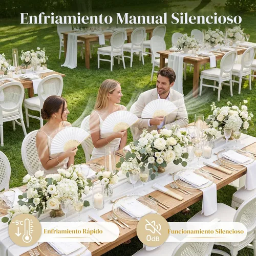 Miniatura 6 de JOHOUSE 12 abanicos de papel blanco de mano – Ventilador de mano plegable de 8.3 pulgadas, ventiladores plegables de mano para mujeres, ventilador