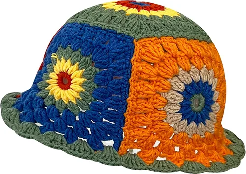 Miniatura 13 de XYIYI Sombrero de Cubo de Ganchillo Tejido para Mujer Hecho a Mano Plegable Sombrero de Playa Lindo Sombrero de Pesca Tejido a Mano