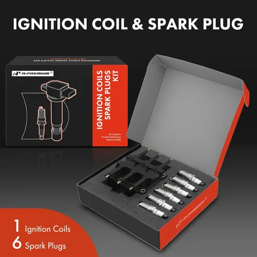 Miniatura 2 de A-Premium 1 paquete de bobina de encendido y 6 bujías de iridio compatibles con Chrysler Town & Country y Dodge Grand Caravan y Jeep Wrangler