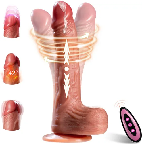 Luvmazer Consolador realista con control remoto, vibrador anal, juguetes sexuales para mujeres, pene 6 en 1 con ventosa, 9 vibraciones, 3 marrón