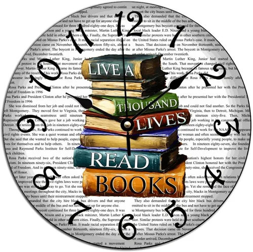 ArogGeld Lived A Thousand Lives Read Books - Reloj de arte que no hace tictac, funciona con pilas, para leer libros, para amantes de los libros,