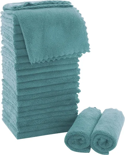 Miniatura 10 de MOONQUEEN Juego de Toallitas Ultra Suaves Premium - 12 x 12 pulgadas - Paquete de 72 - Secado Rápido - Paños de Baño de Terciopelo Coral Altamente