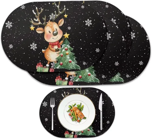 Miniatura 20 de Ghost Placemats Set of 2 Wipeable Faux Leather 12X18 Inch Waterproof Non-Slip Mats Spooky Table Decor Heat Resistant for Scary Dinner Party Fantasma