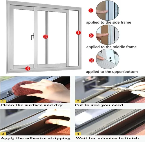 Miniatura 5 de Burlete adhesivo fuerte para ventanas corredizas y marcos de puertas, tira de sellado para insonorización, a prueba de polvo, impermeable