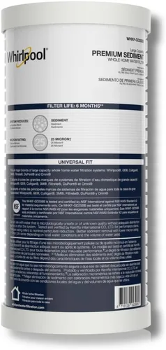 Miniatura 8 de Whirlpool Filtro de sedimentos de gran capacidad para toda la casa WHKF-GD25BB, caja completa de 4 filtros, filtración de 25 micrones certificada