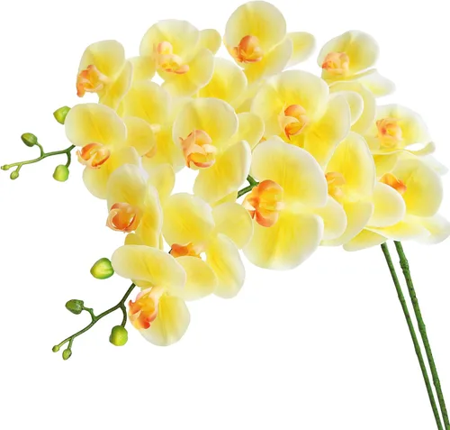 Miniatura 11 de Htmeing Flores artificiales de Phalaenopsis de 38 pulgadas, ramas de tacto real (no seda), flores de orquídeas para decoración de hogar, oficina