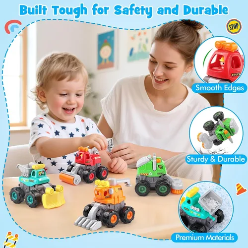 Miniatura 4 de ORWINE Coches de juguete para bebés, autos para niños y niñas, camiones de acrobacias accionados por fricción, 4 unidades de vehículos