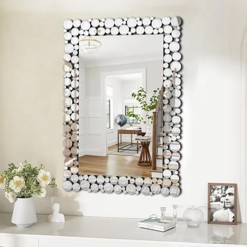 Miniatura 17 de KOHROS Crush Diamond Espejo de baño de 36 x 24 pulgadas, espejos de cristal para decoración de pared, espejo de pared rectangular para baño, entrada