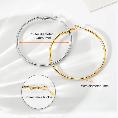 Miniatura 3 de Silver Gold Two Tone Big Hoop Earrings for Women 14K Real Gold Plated Hypoallergenic Large Womens Golden Hoops Earrings Set for Women 3 Sizes