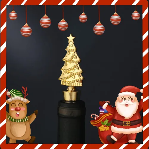Miniatura 5 de Tapón para botella de vino, 3 piezas de árbol de copo de nieve de Navidad, ciervo, tapón decorativo para botella de vino, tapones de botella de vino
