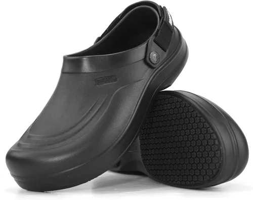 Jacata Zapatos de chef antideslizantes para hombre, antideslizantes, para cocina, trabajo, con soporte de arco, resistentes al aceite, al agua, para