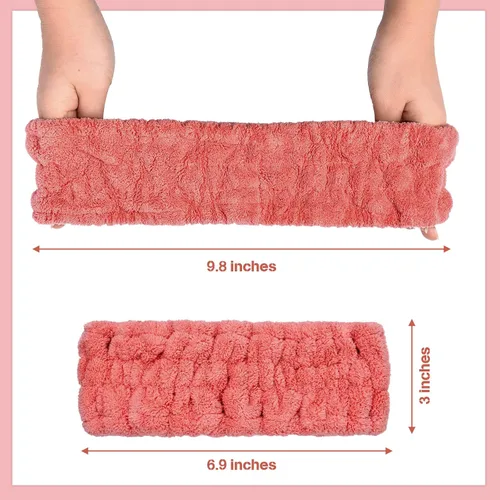 Miniatura 2 de Chuangdi 3 Piezas Diadema Elástica para Maquillaje, Yoga, Deportes, Ducha - Envoltura para la Cabeza para Mujeres y Niñas (Rojo, Azul, Morado)