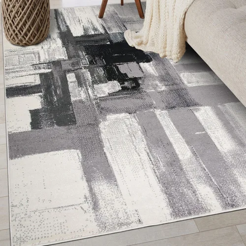 Miniatura 82 de Rugshop Alfombra Corredor Abstracta Contemporánea Negra — No Desprende Pelusa para Pasillo, Entrada y Cocina 2' x 7