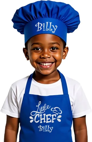 Miniatura 13 de Delantal bordado personalizado y sombrero de chef para niños y niñas, regalo divertido en la cocina (añade un juego de nombre, largo con sombrero)