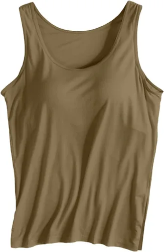 Miniatura 8 de Camiseta sin mangas con brasier integrado para mujer, sin mangas, correa ancha, ropa de dormir básica, para entrenamiento, yoga, camisola acolchada