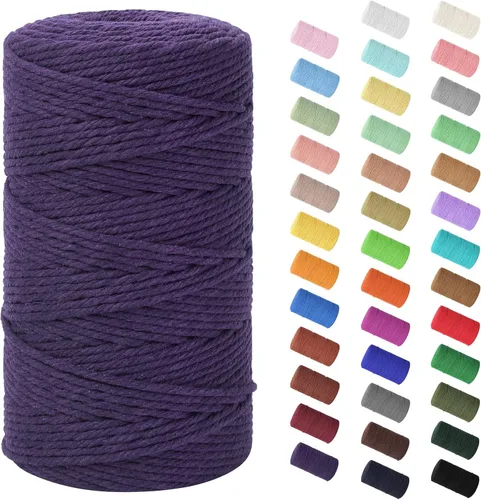 Miniatura 74 de Cordón de macramé de 0.079 in x 380 yardas (1140 pies), cuerda de algodón natural para colgar en la pared, ganchos de plantas, manualidades, Beige