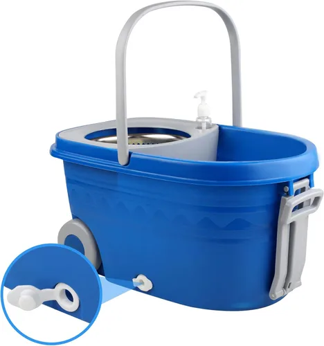 Miniatura 4 de Juego de trapeador y cubo con escurridor de 25 cuartos de galón, acero inoxidable Deluxe 360 Spinning Mop Bucket Sistema de limpieza del suelo con 3