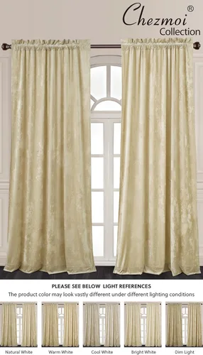 Miniatura 5 de Chezmoi Collection Lux - Juego de 2 paneles de cortinas de terciopelo triturado beige, 72 pulgadas de largo, para oscurecer la habitación, cortinas