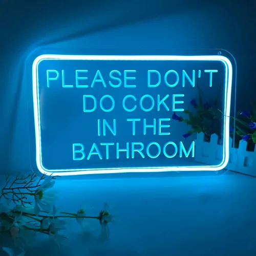 Planzo Letrero LED de neón con texto en inglés «Please Don't Do Coke In The Bath» para el hogar, dormitorio, baño, sala de juegos, bar, tienda,