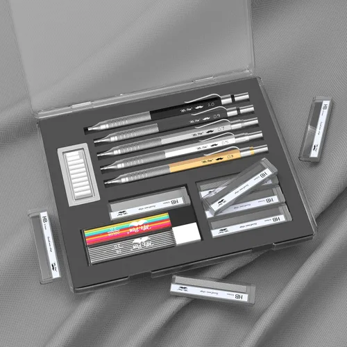 Miniatura 8 de Mr. Pen - Juego de lápices mecánicos de metal con recambios de plomo y borradores, paquete de 5 5 Sizes, 0.3, 0.5, 0.7, 0.9 & 2mm, 6x Tubes HB