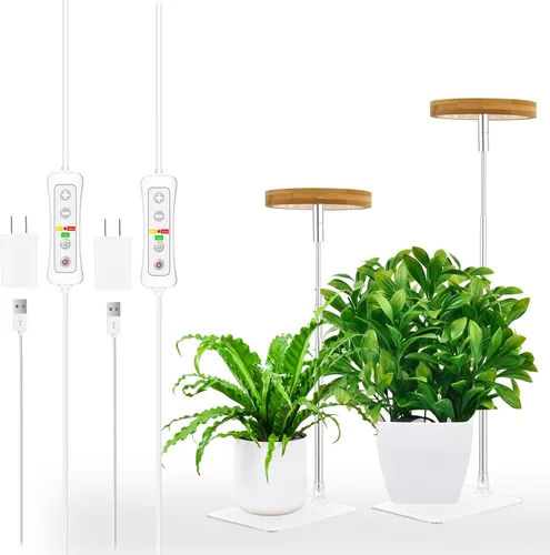 Miniatura 24 de yadoker Luz de cultivo de plantas, luz LED de espectro completo para plantas de interior, altura ajustable, temporizador automático, bajo voltaje