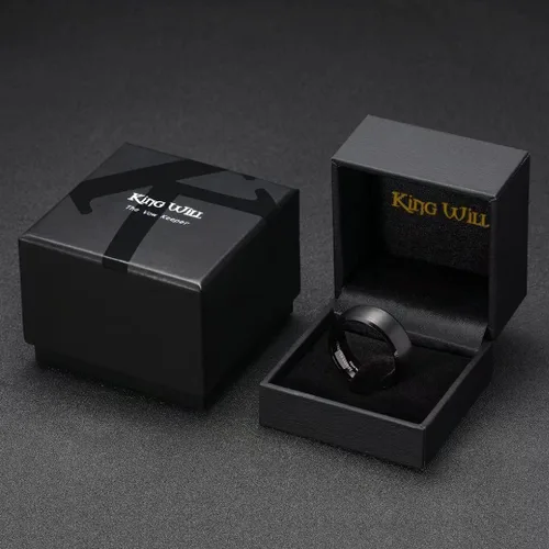 Miniatura 6 de King Will Anillo de carburo de tungsteno para hombre, acabado mate, 0.079pulgadas, 0.157pulgadas, 0.236pulgadas, 0.315pulgadas, color negro Anillo