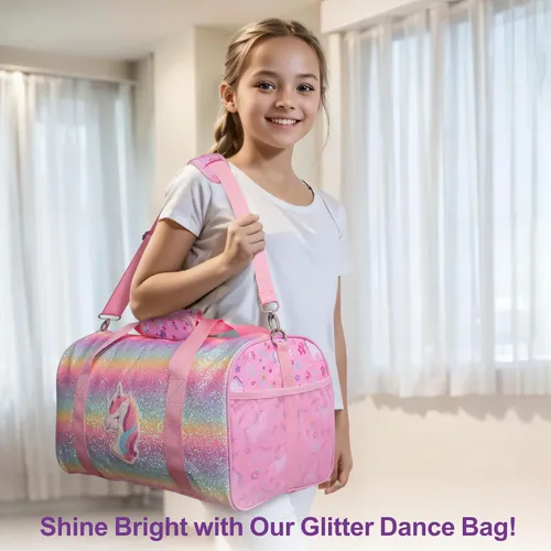 Miniatura 6 de Bagseri Bolsa de baile para niñas Bolsa de ballet con compartimento para zapatos para niños mayores de 6 años, bolsa de dormir de viaje durante
