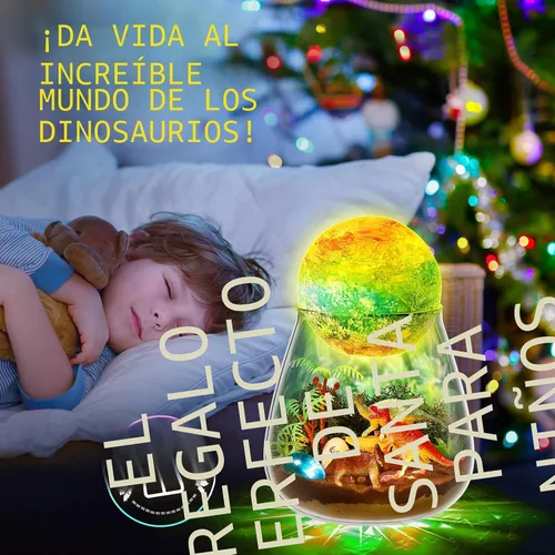 Miniatura 3 de LAOESE Kit de Terrario de Dinosaurios para Niños - Manualidades de Dino para Niños con Kit de Lámpara de Luna DIY - Regalo de Cumpleaños para Niños