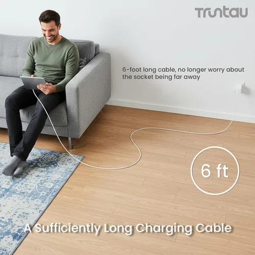 Miniatura 5 de Cable USB A a USB C de 6 pies, cable de carga rápida de 60 W compatible con iPhone 17/17 Pro Max/16/16e/16 Plus/15 Pro Max, Samsung Galaxy Blanco