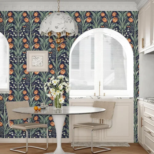 Miniatura 9 de Livebor Papel tapiz floral para despegar y pegar, papel de contacto floral de 16.9 x 196.8 pulgadas, papel de pared de hojas verdes, papel tapiz