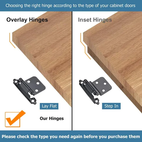 Miniatura 2 de 12 bisagras negras para puerta de gabinete, bisagras de cierre automático de cocina superpuestas de 1/2 pulgada (6 pares)