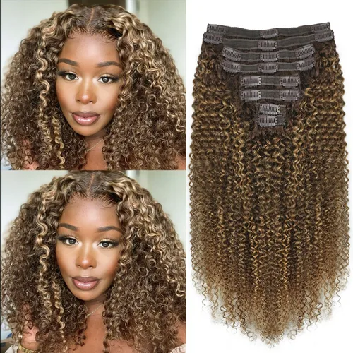 Miniatura 40 de Extensiones de cabello con clip de 12 pulgadas, rizado birmano, negro natural, extensiones de cabello con clip rizado birmano, cabello humano real