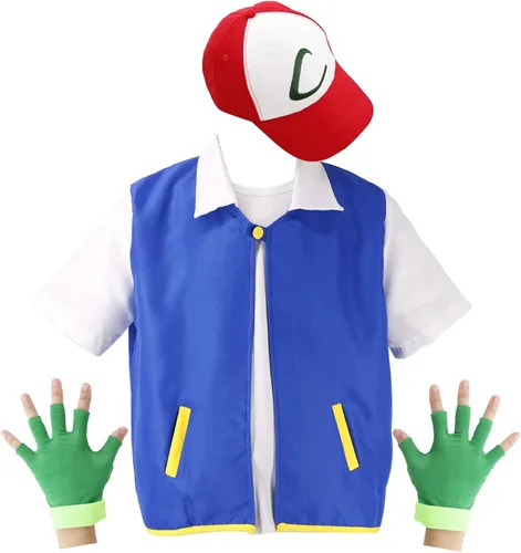Miniatura 2 de KESEPLEI - Chaqueta de Halloween para adultos y niños, guantes para entrenador de anime, Azul Patchwork