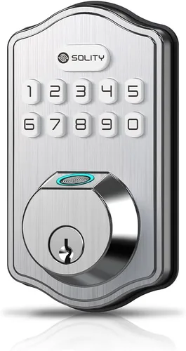 Miniatura 8 de Solity Cerradura electrónica digital inteligente, entrada sin llave, bloqueo automático, 50 códigos personalizados y huellas dactilares, fácil