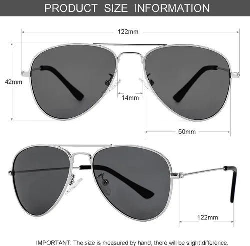 Miniatura 6 de Gleyemor Lentes de sol polarizados estilo aviador para niños y niñas, jóvenes, adolescentes, dos tamaños de 1.969 in y 2.047 in