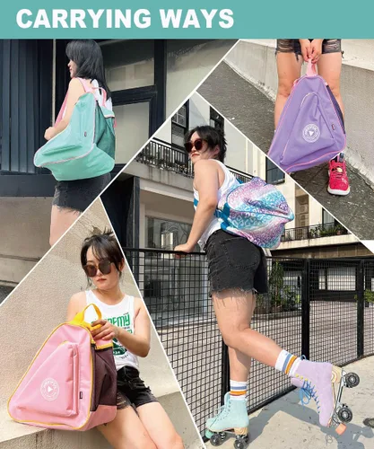 Miniatura 2 de HEXIFUL Bolsa para Patines de Hielo, En Línea, Roller y Quad - Para Niños y Adultos Arco iris/Leo