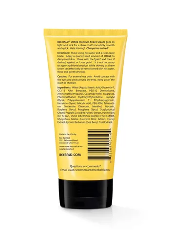 Miniatura 5 de Bee Bald Crema de Afeitar Premium SHAVE se Aplica Ligera y Suave, Increíblemente Tersa y Rápida Tanto para la Cara como para la Cabeza, 6 Fl Oz
