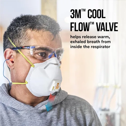 Miniatura 12 de 3M Respirador N95 8511, Válvula de Flujo Fresco, Paquete de 10, APROBADO POR NIOSH, Medios Filtrantes Avanzados Para Respiración Fácil, Cómodo Para