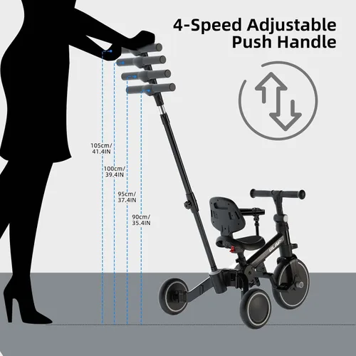 Miniatura 8 de Glaf Triciclo para Niños Pequeños 1-3 Bicicleta para Niños Pequeños con Mango de Empuje 2-4 Años Bicicleta de Bebé Juguete para Niños y Niñas de 1