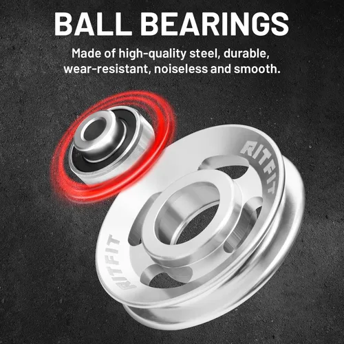 Miniatura 6 de RitFit Aluminum Pulley Wheel for Gym Equipment, 2PCS/ 6PCS Set Power Rack Pulley Attachment, 90mm Aluminum Alloy Bearing Gym Pulley Wheel for Home