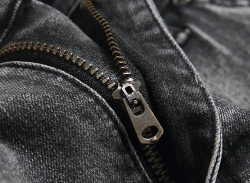 Miniatura 8 de XIMXIMMTIAN Jeans de mezclilla para hombre estilo motociclista, lavados, desgastados, ajustados y rectos