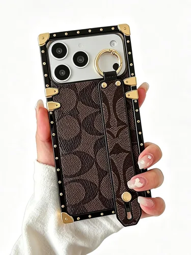 Miniatura 19 de Funda Rectangular de Cuero de Lujo para Teléfono Diseñada para Samsung Galaxy S23 Ultra Funda Linda con Correa de Muñeca Anti Caídas Protectora